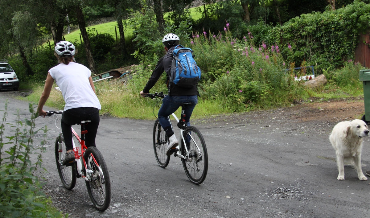 Cyclists Mawddach Trail Barmouth Wales